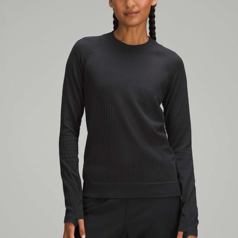 Lululemon Womens Top Black Rest Less Pullover Crew Neck Ribbed T Shirt Size - Picture 7 of 10
